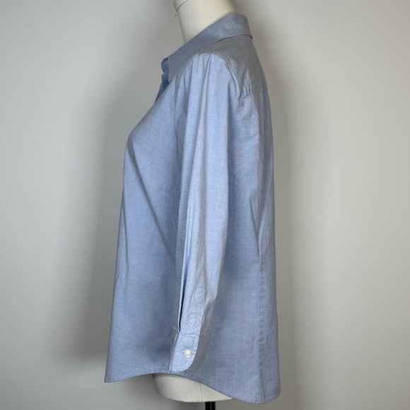 Izod Button Front Blouse Cotton 3/4 Sleeves Classic Blue Women’s Size Large - Picture 3 of 8